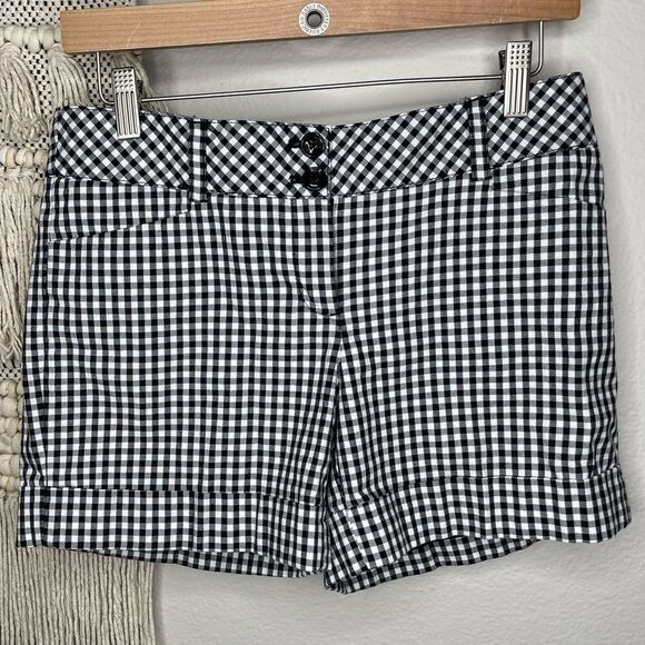 White House Black market black & white gingham print shorts - Picture 1 of 5